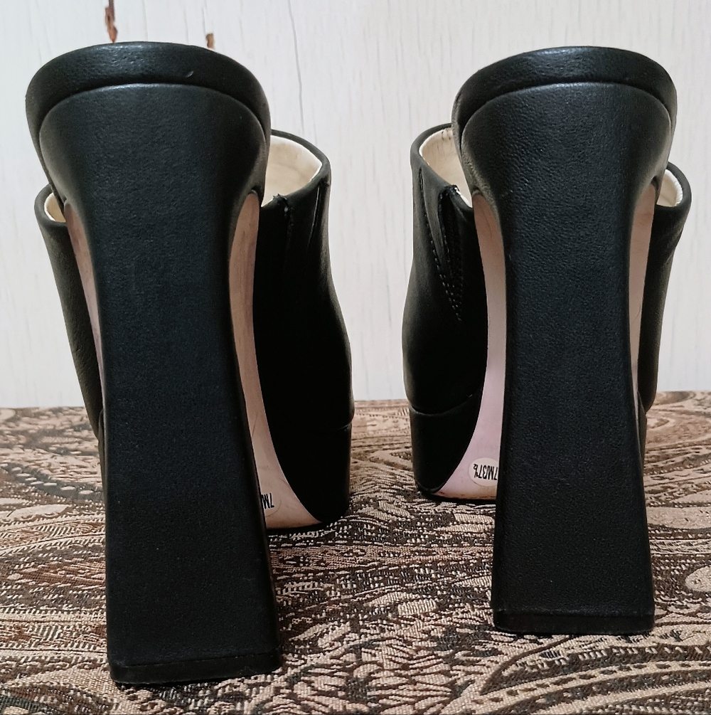 Jessica Simpson Denima Black Leather Platform Slip-On Mules Women's Size 7M - Picture 7 of 12